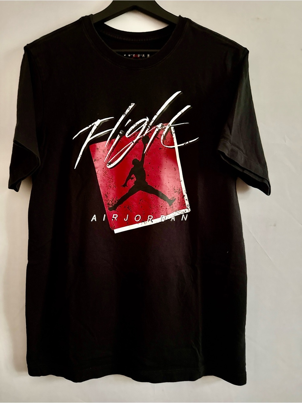 Youth Jordan Black Short-Sleeve 'Flight' Graphic Tee with Red Logo